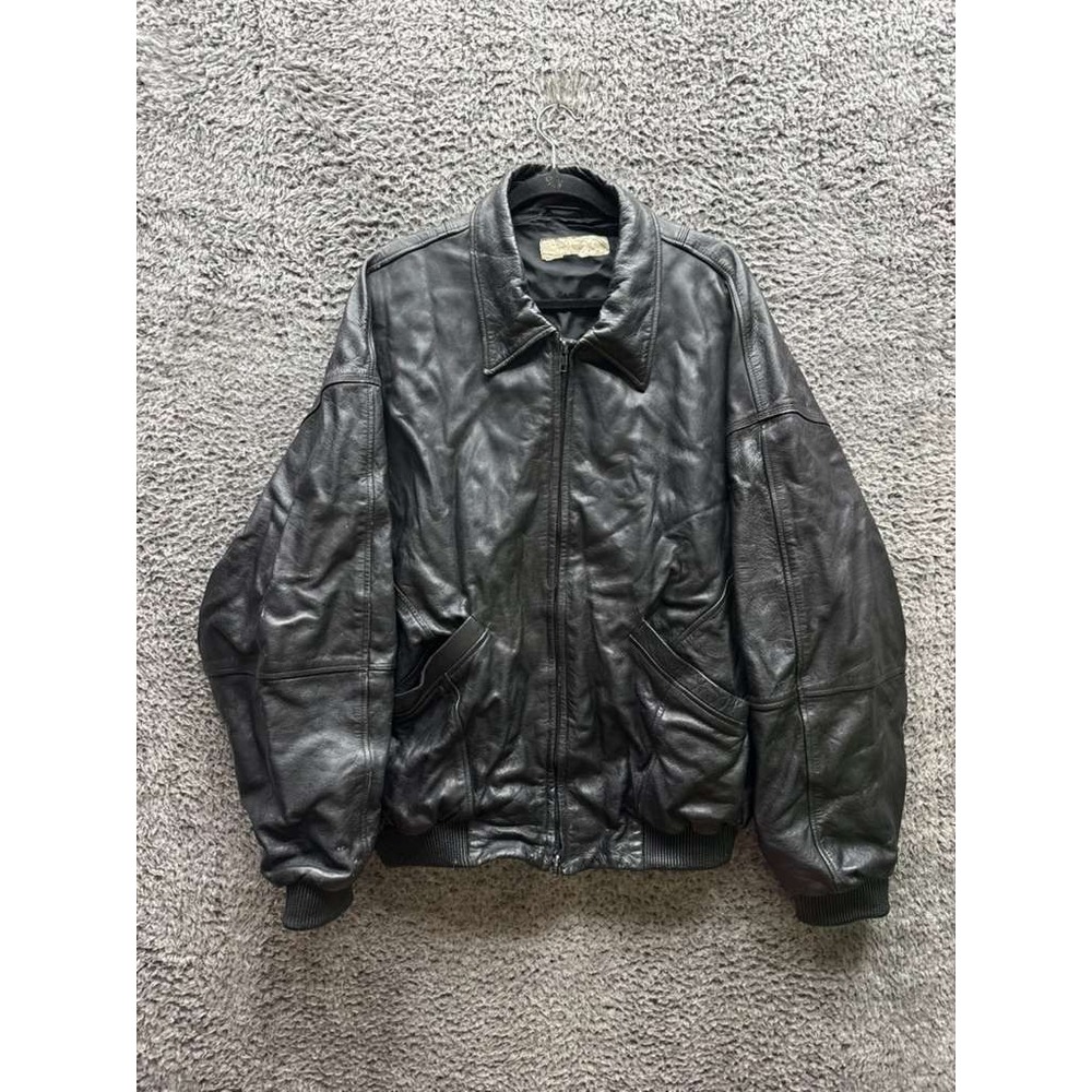 Vintage Ice‎ Jeans Iceberg Pelle Leather Full Zip Bomber Jacket Mens Size 56